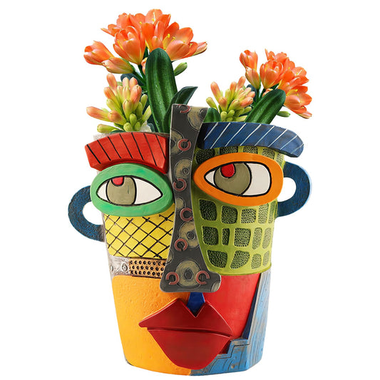 Midogaigai Abstract Face Planters Pots Head,Unique Head Planter for Indoor Plants,Funny Face Flower Pot,Colorful Plant Pots for Outdoor Garden Decor and Home Art Decoration(Modern)