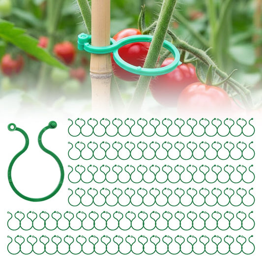 muxou Plant Stem Support,Plastic Plant Clips for Climbing Plants,Tomato Vine Clips,Plant Fixing Clips,Garden Clips (Green 100pcs)