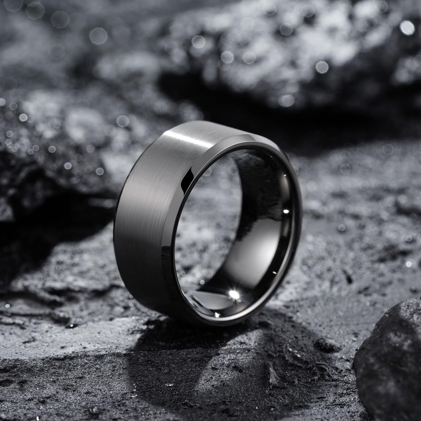 King Will 10mm Tungsten Wedding Band for Men - Gunmetal, Comfort Fit, Size 9.5