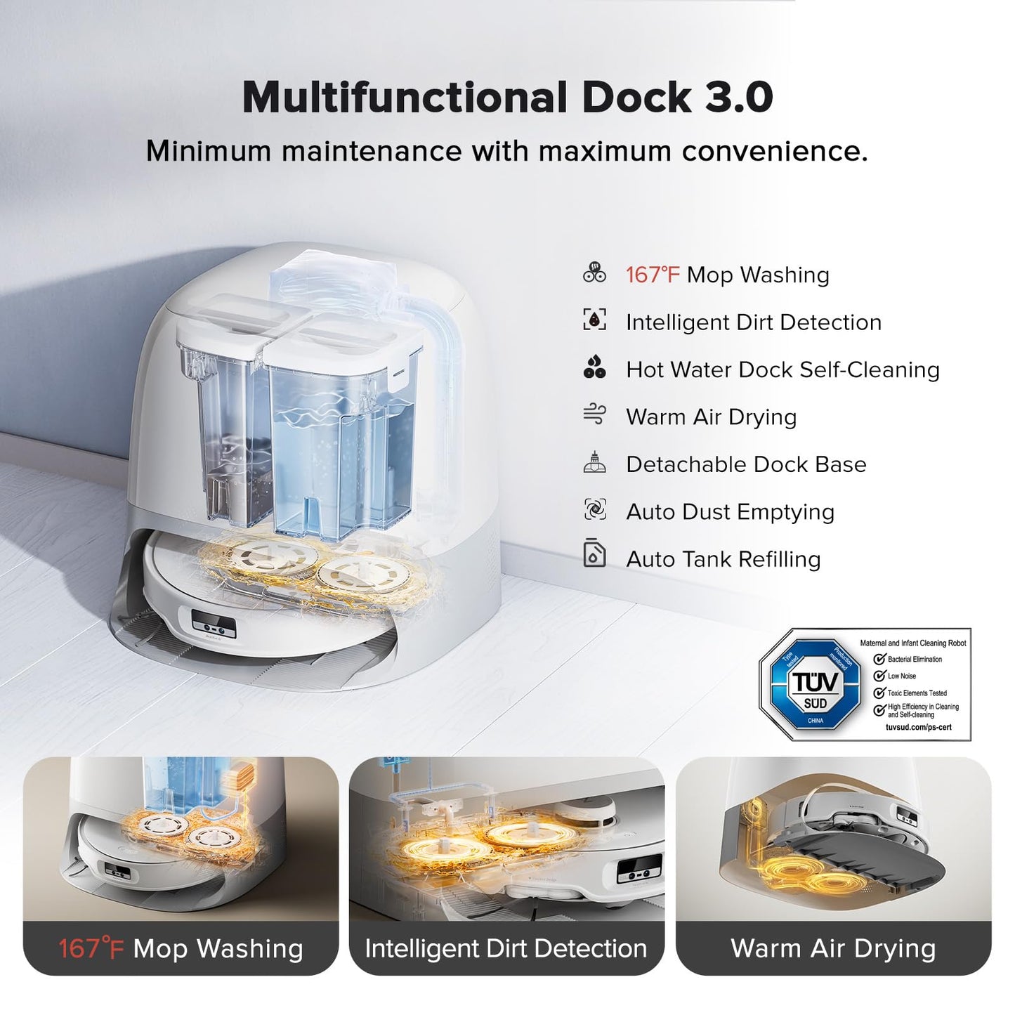 roborock Qrevo Curv Robot Vacuum and Mop, Zero-Tangling, AdaptiLift Chassis, FlexiArm Technology, Al Obstacle Recognition, 17mm Mop Lift, 18,500Pa Suction, Hot Water Mop Washing & Dock Self Cleaning
