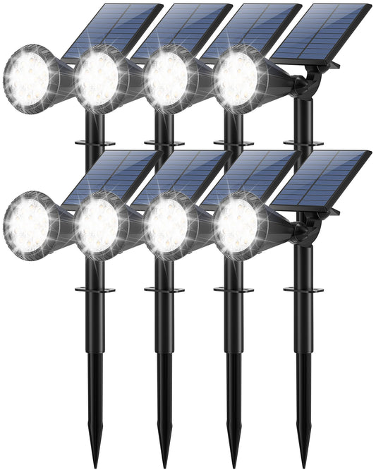 Tadyreal Solar Lights Outdoor Waterproof IP65 180° Adjustable Solar Powered Landscape Spot Lights for Yard 4 Lighting Modes Spotlights for Pathway Garden Outside Wall Pool Porch (8 Pack, Cool White)