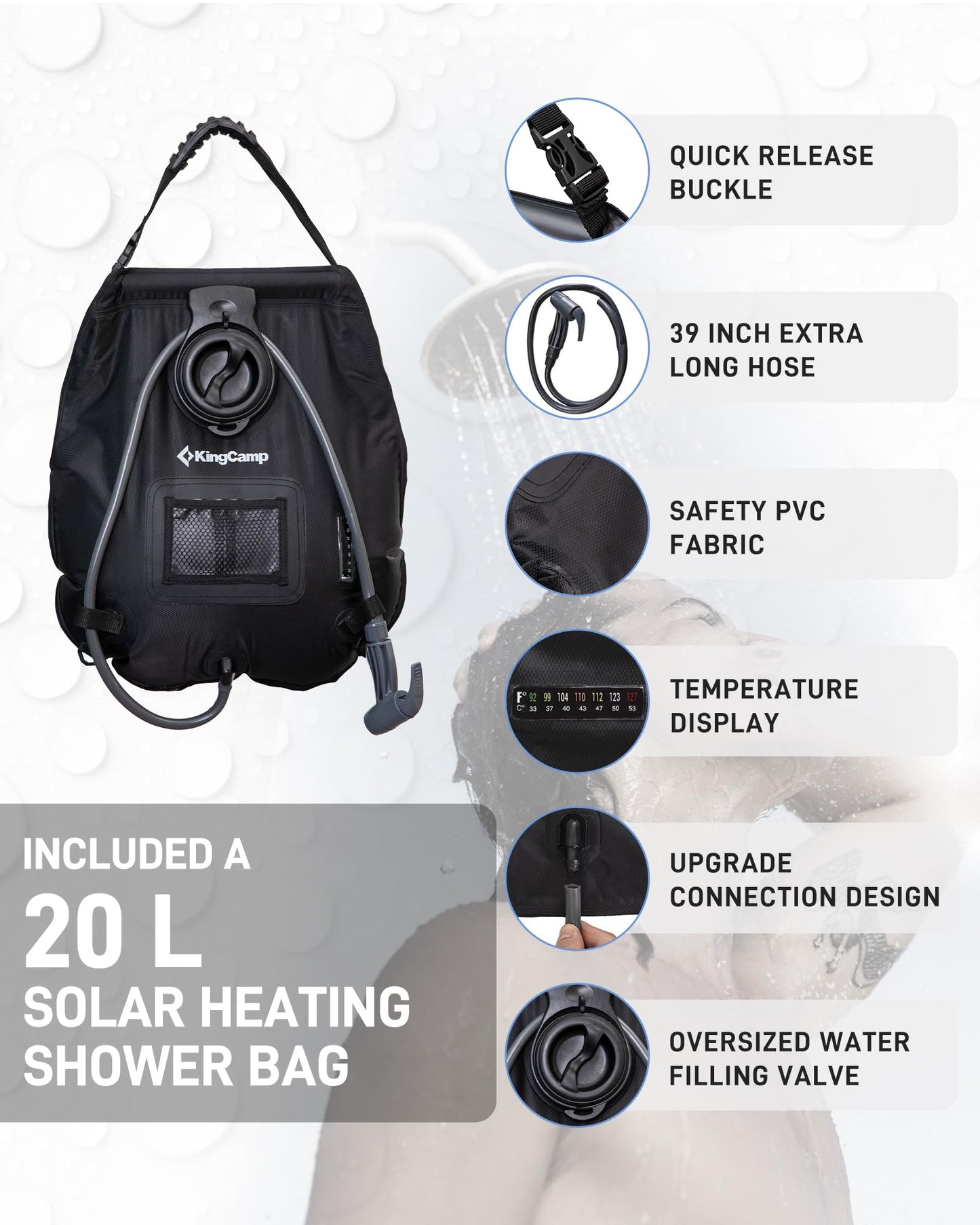 KingCamp Shower Tent, Portable Privacy Tent Outdoor Camping 1/2 Room Toilet Tents with Shower Bag & Dressing Room for Travel Beach Tailgate