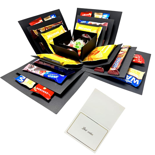 Hryan 5 Layer Gift Box, Multi Layered Explosion Photo DIY Box, Creative Surprise Picture Gift for Important Days and Holidays. (BLACK)