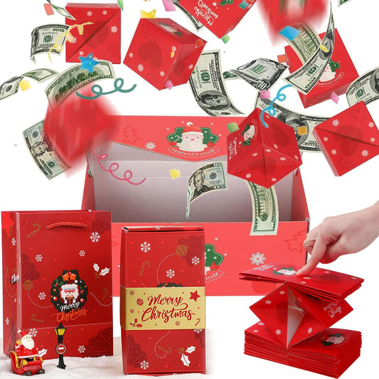 16pcs Surprise Gift Box Explosion for Money, 2025 Newly Folding Pop-Up Explosion Gift Box, Surprise Box Gift Box for Money, Christmas Boxes Explosion Gift Box for Money and Birthday(Red)