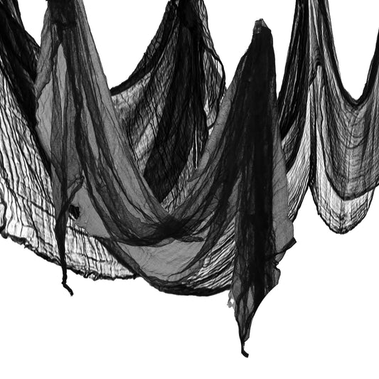 NEBURORA Large Size Halloween Creepy Cloth 85 x 630 Inch Black Spooky Horror Gauze for Party Decor Garden Patio Entrance Window Table Staircase Home Decor