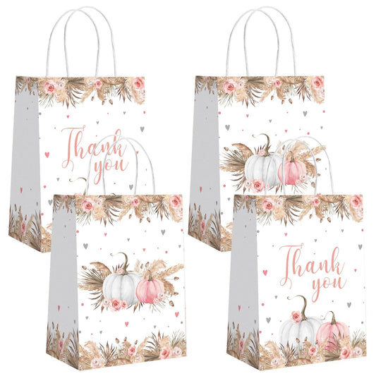 MEHOFOND Little Pumpkin Gift Bags, Boho Pumpkin Favor Bags with Handle, Fall Favors Goodie Bags for Girl, Treat Bags for Autumn Thanksgiving Baby Shower Birthday Party Decor