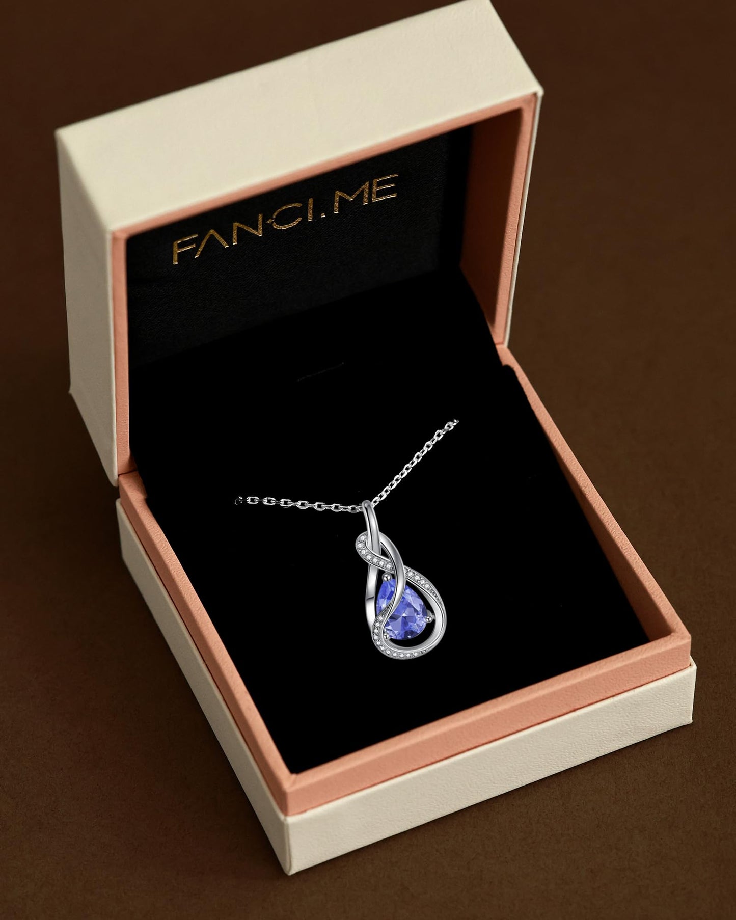 FANCIME Tanzanite Necklace December Birthstone Sterling Silver Infinity Knot Pendant Necklace Gemstone Fine Jewelry Anniversary Birthday Mothers Day Gifts for Women Her Mom