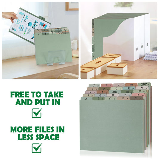 1 Set 25 Alphabet File Dividers A-Z Top Tab File Guides Letter Size 1/5 Cut Tab Manila Alphabetical File Organizer File Cabinet Dividers for Work Office Home School and Desk Organizer(Morandi)