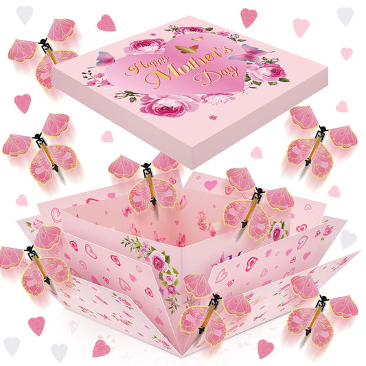 FVNPIHAM Mother'S Day Explosion Gift Box, Surprise Gift Box Explosion with 8pcs Flying Butterfly Surprise Box for Mom, Butterfly Explosion Gift Box for Mothers Day Gifts Wrapping