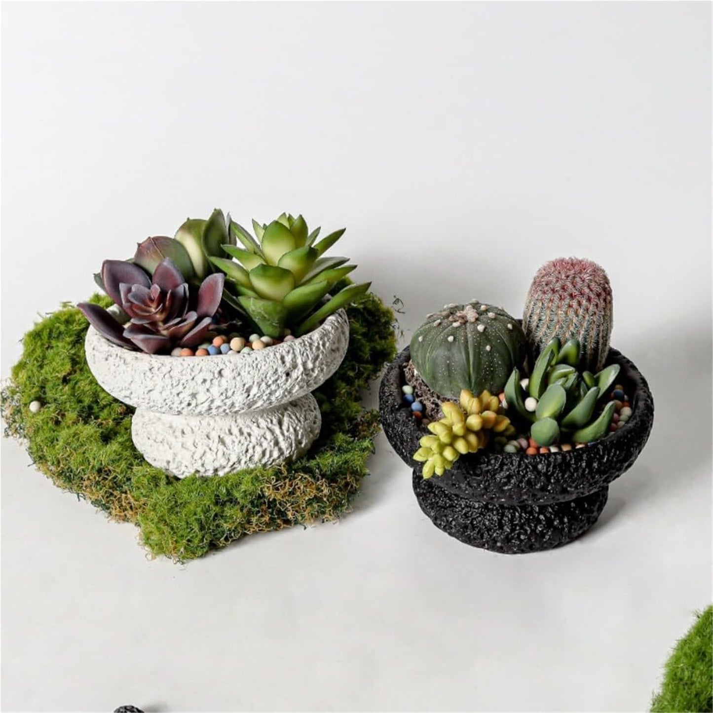FXLTHIYBO Sleek Cement Creative Meteorite Pattern Flower Pot Planter Plants Flowers Bonsai Decoration for Indoor use(White,Large)