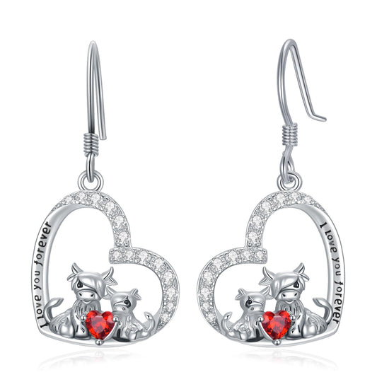 PROESS Highland Cow Earrings for Women Sterling Silver Mother Daughter Cow Earrings Scottish Cows Jewelry Christmas Gift