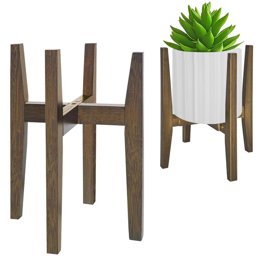 Rnined Plant Stand Indoor, Bamboo Plant Shelf, Adjustable Corner Plants Flower Holders Single Floor Plant Stand, Fits 8 to 12 Inches Pots,(Pot & Plant Not Included)(walnut)