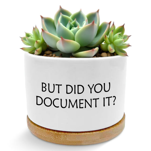 ROXMART But Did You Document It Funny Plant Pots, Funny Office Gifts Succulent Planters, Sarcastic Gifts for Women Men Coworker Ceramic Plant Flower Pots for Home Office Desk Table Shelf(No Plants)