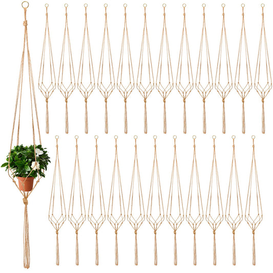 Newwiee 20 Pcs 48 Inches Macrame Plant Hangers Jute Rope Plant Holder Plant Hanger Indoor Rope Plant Hanger for Home Indoor Outdoor Garden Planter Flower Pot Holder Basket