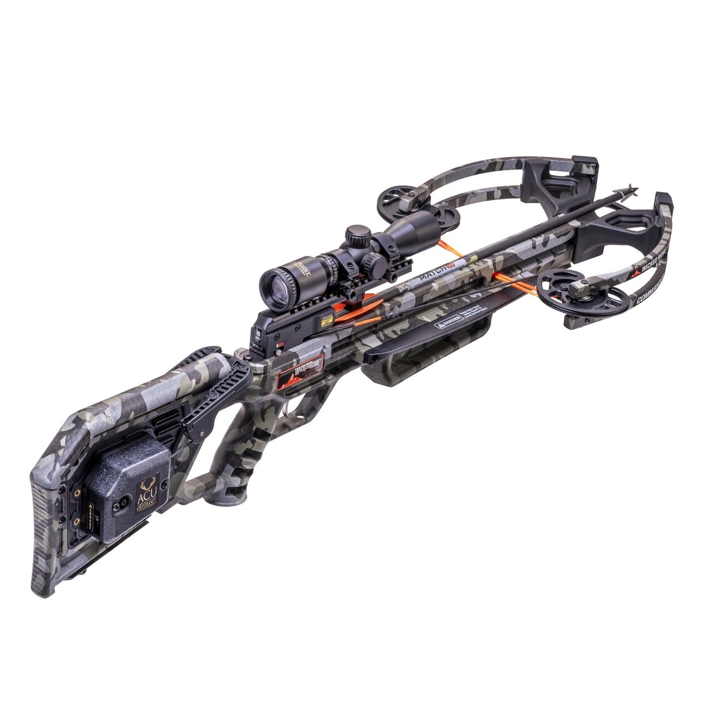 Wicked Ridge by TenPoint Commander M1, Peak Camo - 380 FPS - Includes Built-in ACUdraw, Multi-Line Scope & Three Match 400 Carbon Arrows - American-Built, Narrow Profile All at $599.99