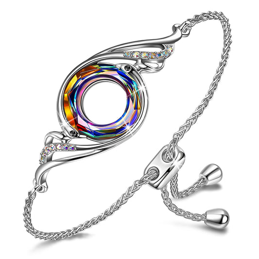 Kate Lynn 925 Sterling Silver Phoenix Bracelets for Women Crystal Bracelet Jewelry Gift, Birthday Gifts for Women Girlfriend Christmas Mothers Day Gifts for Mom Wife Lady Anniversary Jewelry for Her