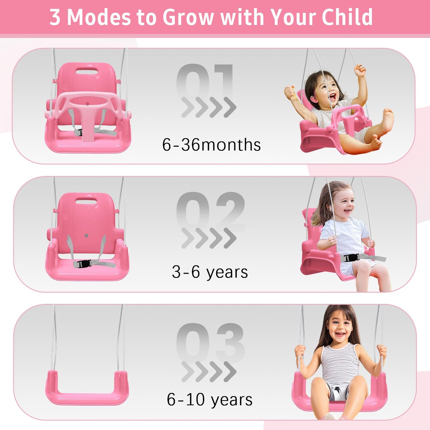 2 in 1 Toddler Swing & Baby Jumper, Foldable Baby Swing Outdoor & Indoor Use, Easily Installable and Storable (Pink)