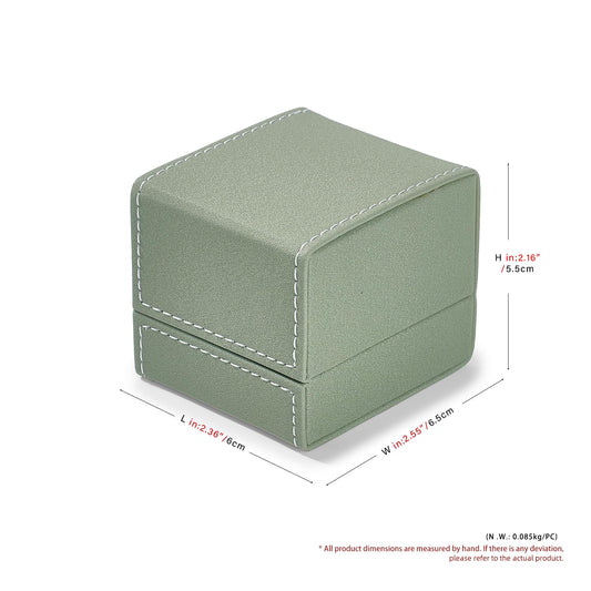Woodten Green Small Earrings Gift Box PU Leather Jewelry Gift Box for Earrings