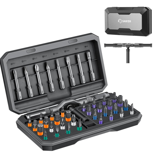 Saker 42 in 1 Magnetic Screwdriver Set, Multi Bit Free Combination Ratchet Screwdriver Set Portable Repair Tool Kit for Gifts Furniture, Computer, Bicycle and DIY Grey