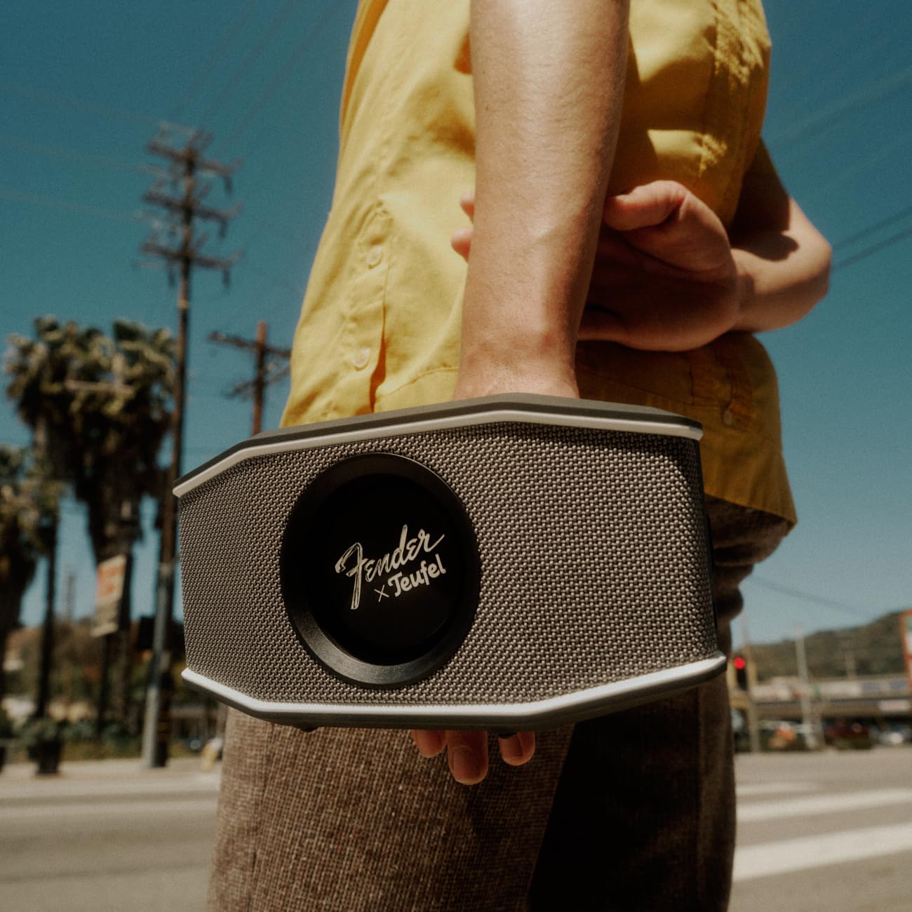 Fender x Teufel ROCKSTER GO 2 Portable Bluetooth Speaker – Powerful Sound, Rugged, Waterproof, 28 Hour Battery, Carrying Strap for Outdoors and Travel