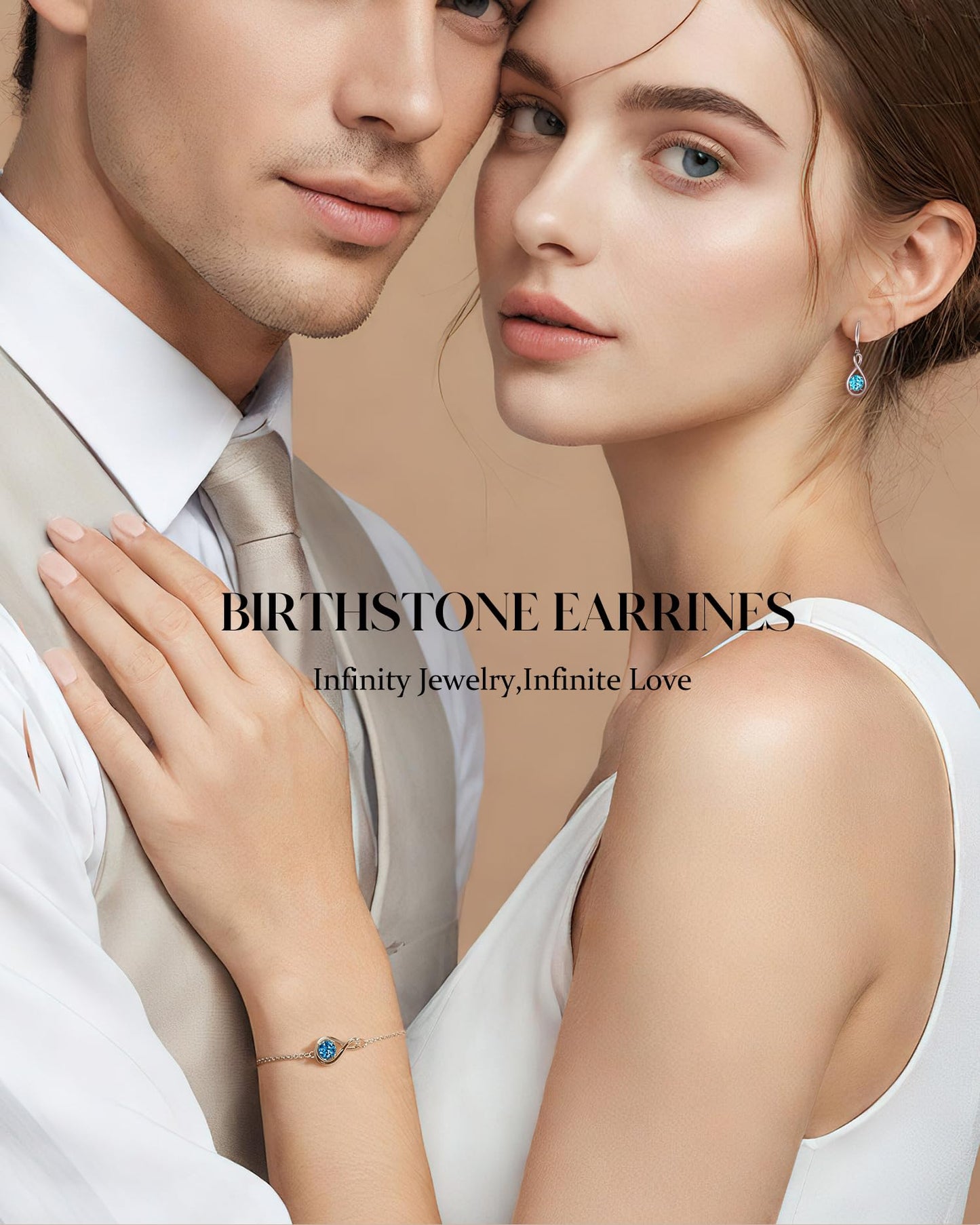 FANCIME London Blue Topaz Dangle Drop Earrings 925 Sterling Silver Infinity November December Birthstone Earring Fine Jewelry Birthday Mothers Day Gifts for Women Her