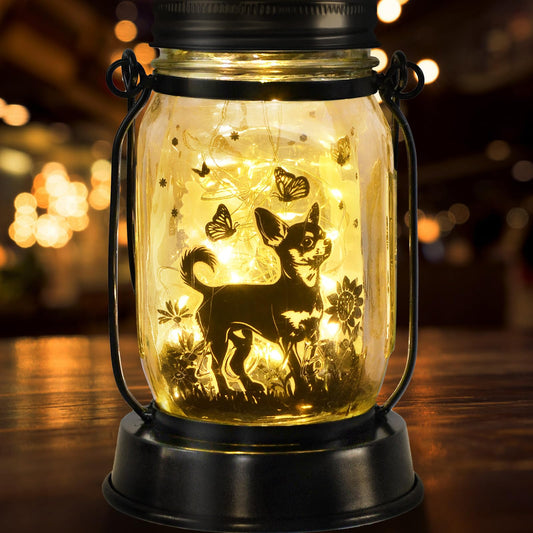 kyoryuger Chihuahua Gifts for Women/Men Chihuahua Solar Lanterns Dog Mom Birthday Dog Lovers Lantern Pet loss Pet Memorial Lights Solar Garden Decoration Outside for Yard, Patio,Backyard,Porch Torches
