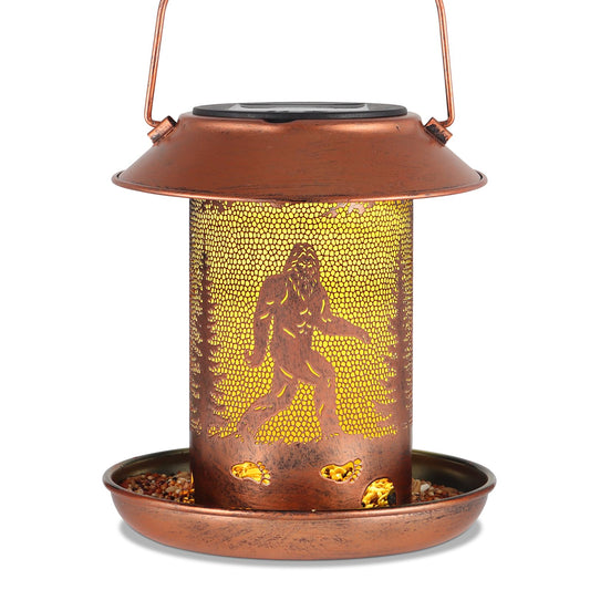 Bird Feeders for Outdoors Solar Lanterns Outdoor Waterproof Bigfoot Hanging Garden Decor Birthdays for Women Mom Metal Solar Decoration Outside for Yard, Patio, Lawn(Sasquatch Pattern)