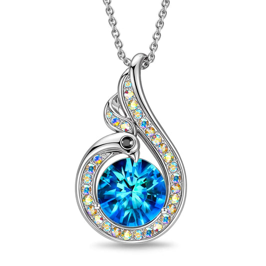 Kate Lynn Phoenix Necklaces for Women, Birthday Gifts for Women Wife Christmas Mothers Day Gifts for Mom Daughter 925 Sterling Silver Necklace Sapphire Crystal Jewelry Lady Present