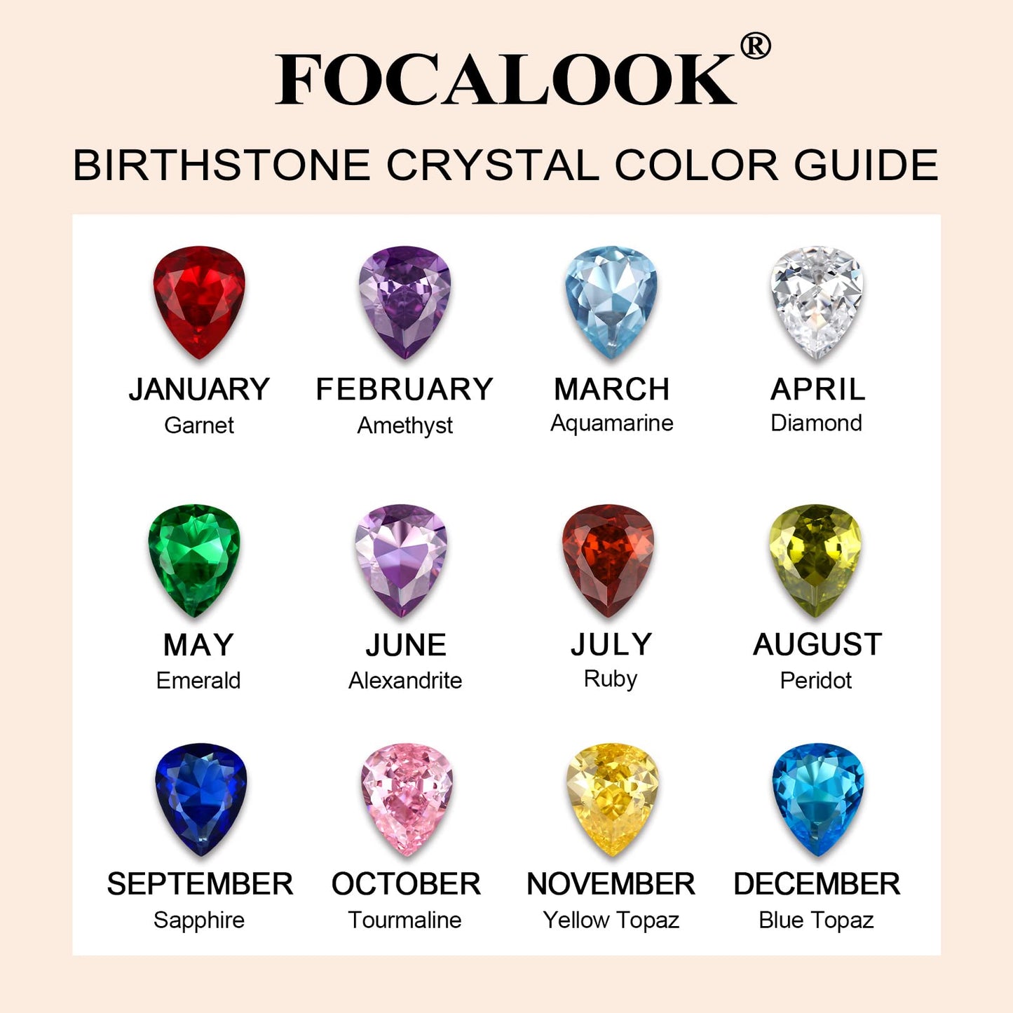 FOCALOOK November Birthstone Pendant Necklace for Women 925 Sterling Silver Birthday Long Necklaces