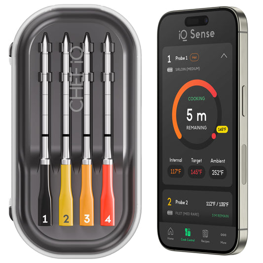 CHEF iQ Sense | Smart Wireless Meat Thermometer | 4 Ultra-Thin Probes | WiFi Unlimited Range | 1000°F Heat Safe | 5 Sensors | BBQ, Grill, Oven, Smoker, Air Fryer | Gen3