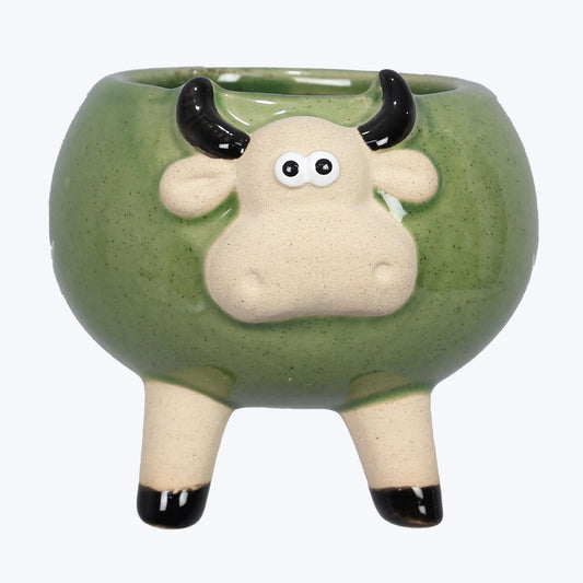 Young's Inc Cow Ceramic Planter for Home Décor, 4.2" Plant Pots for Outdoor, Glossy Planters for Indoor Plants & Living Room Décor, Modern Glaze Succulent Planter Pot