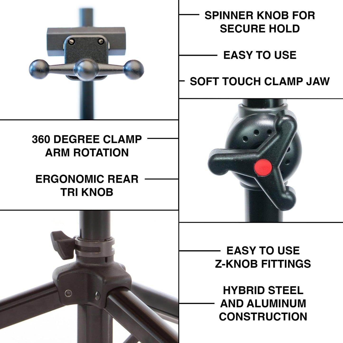 Feedback Sports | Sport-Mechanic Bicycle Repair Stand | Bicycle Workstand W/Tripod Base | Lightweight and Durable | Aluminum Steel Hybrid Construction | Black (Black, Sport Mechanic)