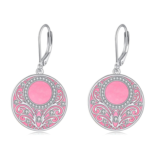 Hot Pink Earrings Sterling Silver Filigree Irish Celtic Pink Drop Earrings Jewelry Gifts For Women