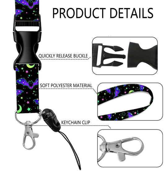 Badge Reels Retractable with Carabiner Reel Clip, ID Name Tag Work Badge Holder Belt Ferrule, Identity ID Badge Holder Cover Case for Office Work Nurse Teacher Student Gifts(Stars Bats)