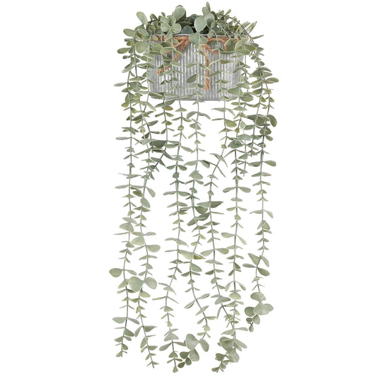 Mkono Artificial Succulent in 3 Pack Mini Glass Geometric Terrarium and Fake Hanging Plants in Farmhouse Galvanized Pots
