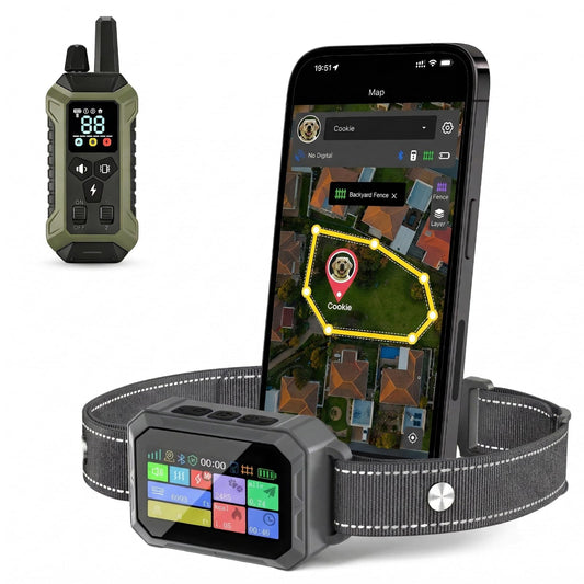 Lilyeel GPS Wireless Dog Collar Fence System - No Monthly Fee App Control, Custom Polygon Boundary & Remote Training, Free Phone Tracker for Up to 5 Pets, Virtual Electric Fence for Dogs, Dark Gray