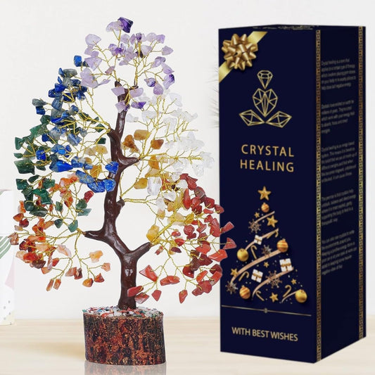 Reikved 7 Chakra Tree of Life, Crystals and Healing Stones, Birthday Gifts for Women - Crystal Tree for Positive Energy, Home Office Decor, Cool for Women Under 30, Secret Santa Gift