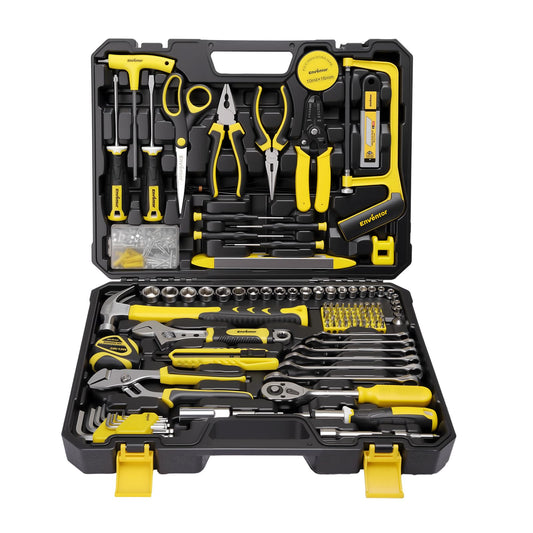 Enventor Home Tool Kit, 220 Piece Hand Tool Kit with Toolbox Storage Case, Basic Household Auto Repair Tool Set for Home Repairs Men Women DIY, Auto Maintenance, General Use, Household Repair Tools