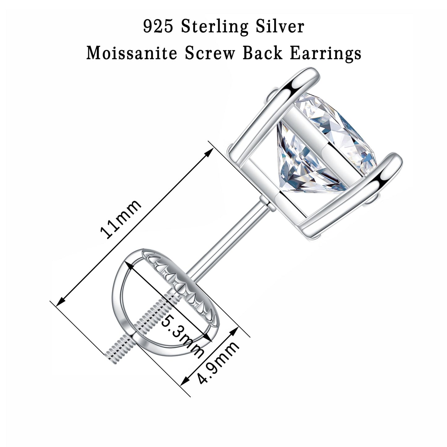 SMILEST 1ct Moissanite Stud Earrings for Women Men, 925 Sterling Silver Earring Lab Created Moissanite Earrings Screw Back for Women Mom Wife Anniversary Birthday Gifts for Mom Wife Grandma Friend