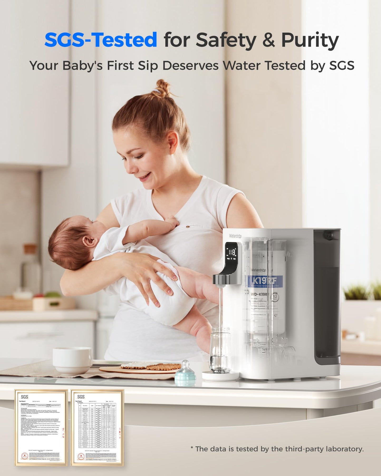 Waterdrop K19-H Countertop Reverse Osmosis System, Instant Hot, Reverse Osmosis Water Filter Countertop, 3:1 Pure to Drain, 4 Temperature Options Water Dispenser, No Installation Required