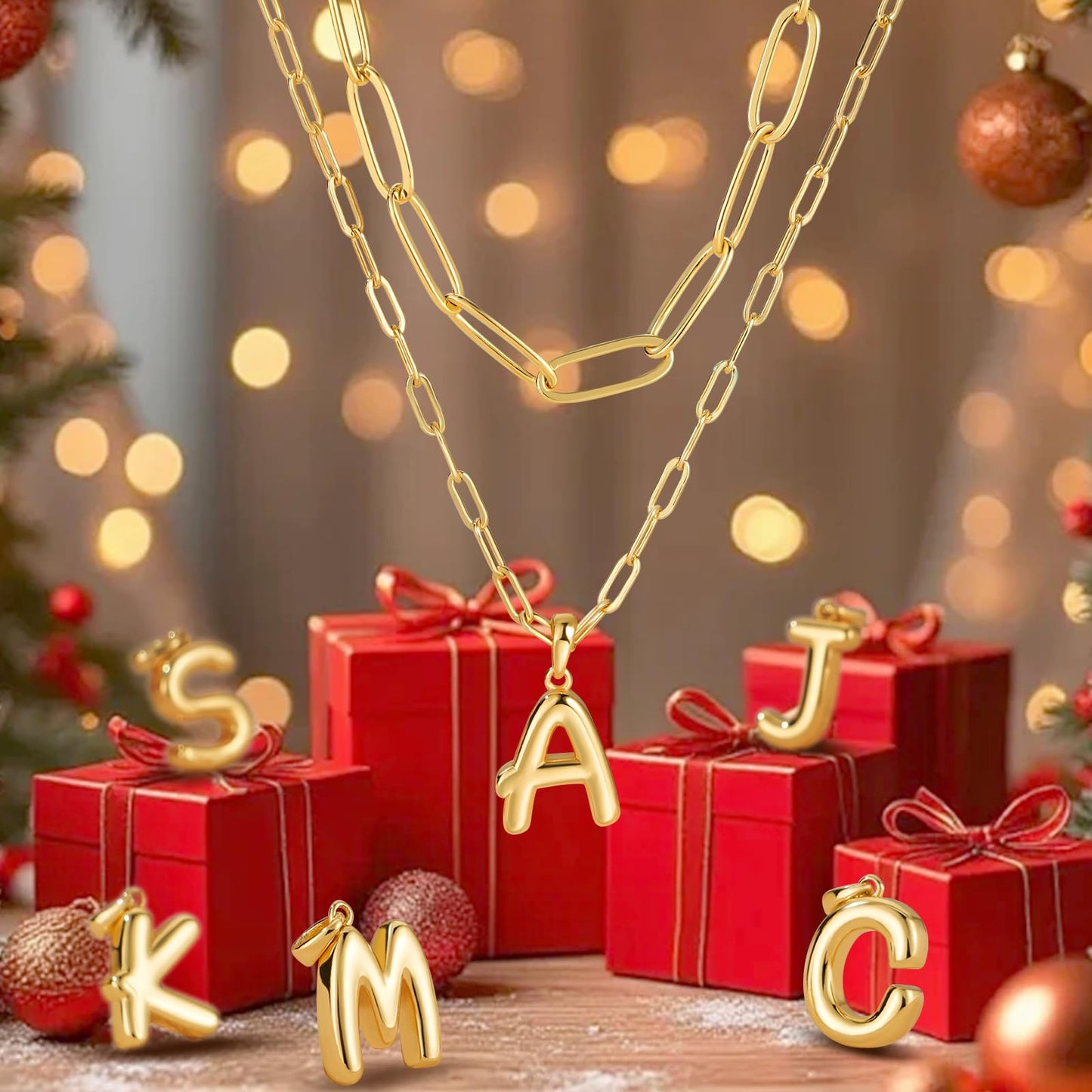 adoyi Gold Heart Initial Necklaces for Women Hers Dainty 14K Gold Plated Heart Layered Letter S Pendant Necklace Stack Jewelry Birthday Valentines Gifts for Women Mom and Wife
