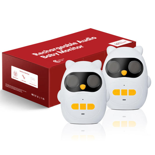 H HOSMART Audio Baby Monitor with Rechargeable Battery, 1000 Ft Range, Wireless Intercom Baby Monitor with Two-Way Talk and Clear Sound, HY820-2Packs-US