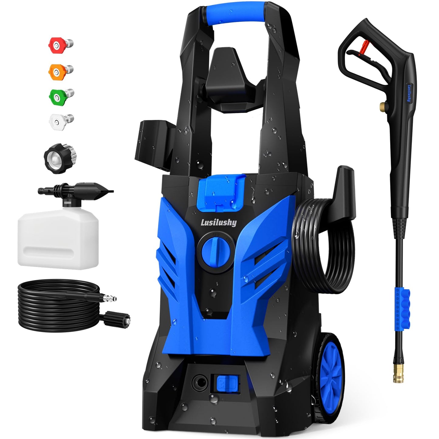 Pressure Washer, Power Washer with 4 Nozzles and Foam Cannon, High Pressure Cleaning Machine for Cars, Driveways, Fences, Patios, Home Cleaning