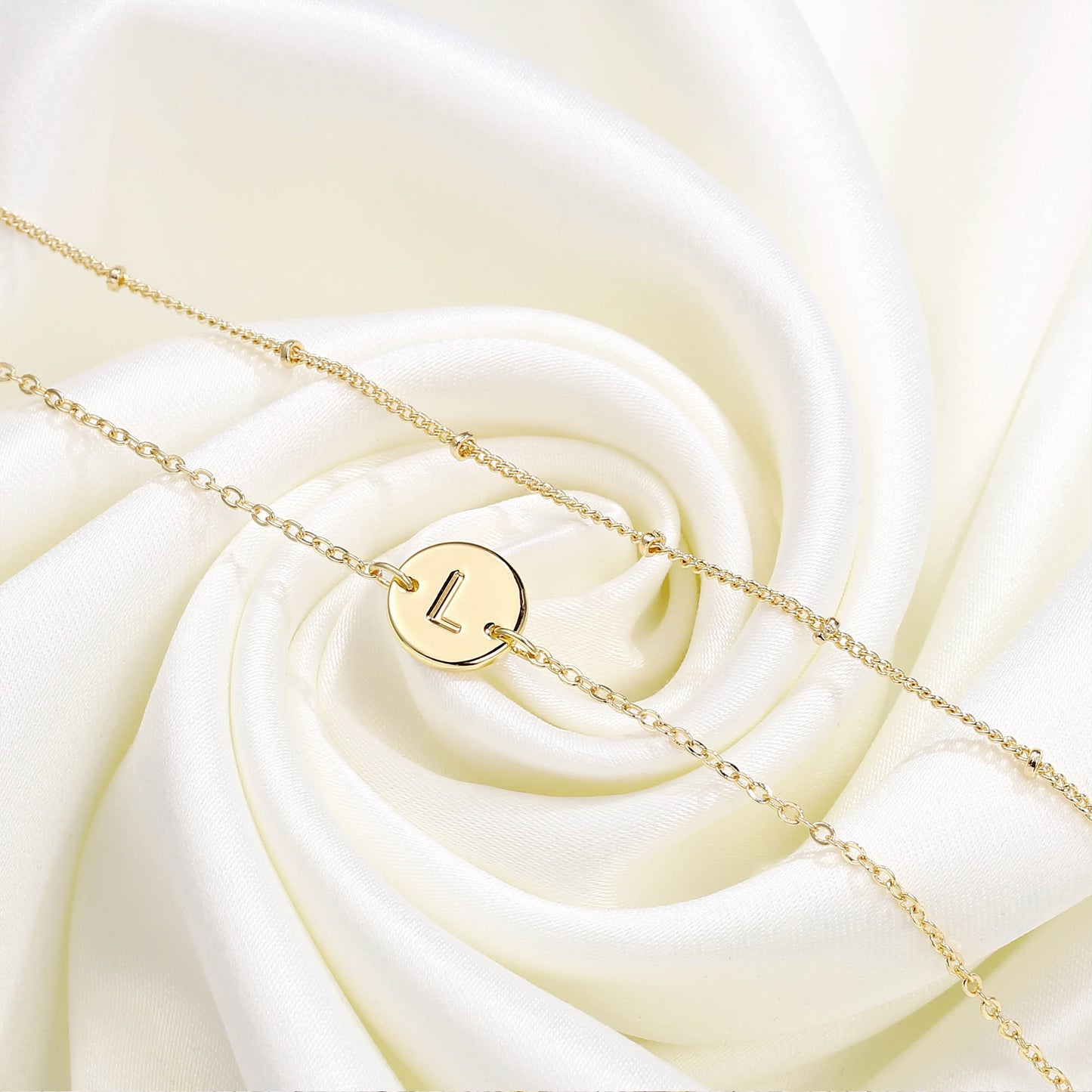 MONOZO Initial Bracelets for Women Jewelry Gifts, Dainty 14K Gold Filled V letter Initial Bracelet Personalized Disc Monogram Charm Bracelet Jewelry Gifts for Women Bridesmaids
