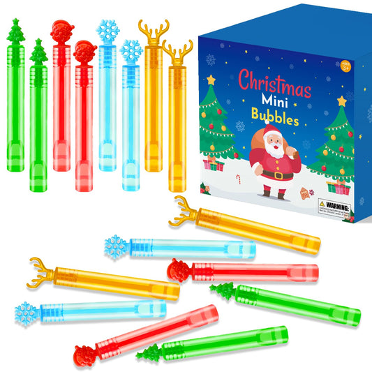 100 Pack Bulk Christmas Mini Bubble Wands Party Favors for Kids,Goodie Bag Stocking Stuffers Fillers for Toddler Boys Girls,Bulk Classroom School Party Supplies Prizes Toys Gifts Trinkets for Students