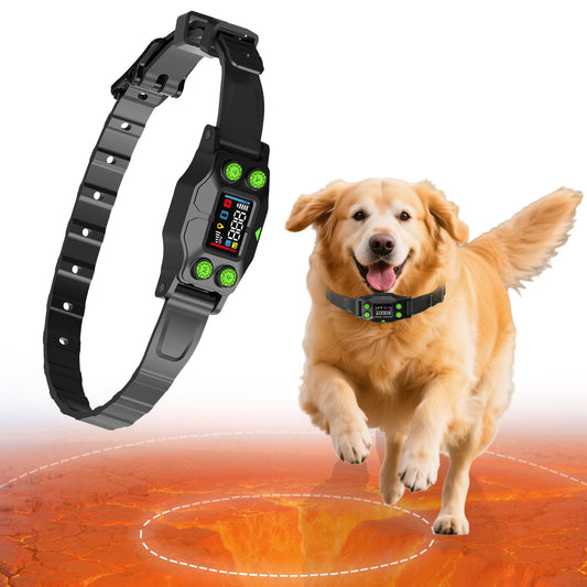 GPS Wireless Dog Fence for Easy Outdoor Use, Electric Dog Fence with Automatic Training Mode, No Setup Needed, 25-999yd Range, IPX7 Waterproof Lightweight Nylon Collar for Dogs