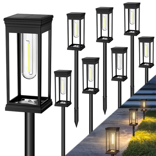 TEZKOLES 8 Pack Solar Pathway Lights Outdoor, IP65 Waterproof Solar Lights Outdoor ，Auto On/Off Walkway Landscape Lighting, Warm White LED for Garden, Yard, Driveway, Patio Landscape Decor
