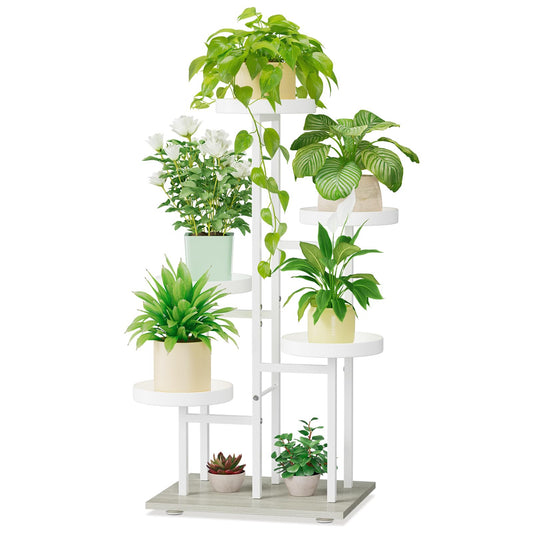 iDavosic.ly 5 Tier Plant Stand Indoor, Tiered Corner Flower Holder Shelf Outdoor, Metal Tall Orchid Display Rack for Patio Porch Garden Balcony Office Living Room, Space Saving, White