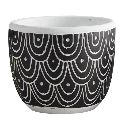 47th & Main Cement Planter Pot, 4.9" Tall, Black Sea Spray