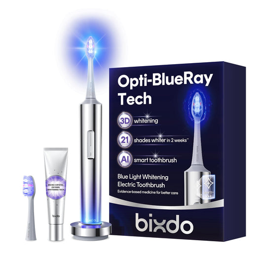 bixdo Whitening Electric Toothbrush for Adults, Professional 460nm Whitening Blue Light Tech, 31,000VPM Sonic & Oscillating Cleaning with Smart AI Sensor, 6-Month Long-Lasting Battery
